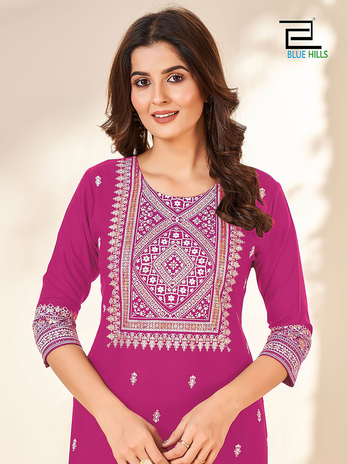 Blue Hills Peacock Rayon Printed Plus Size Kurti Catalog
